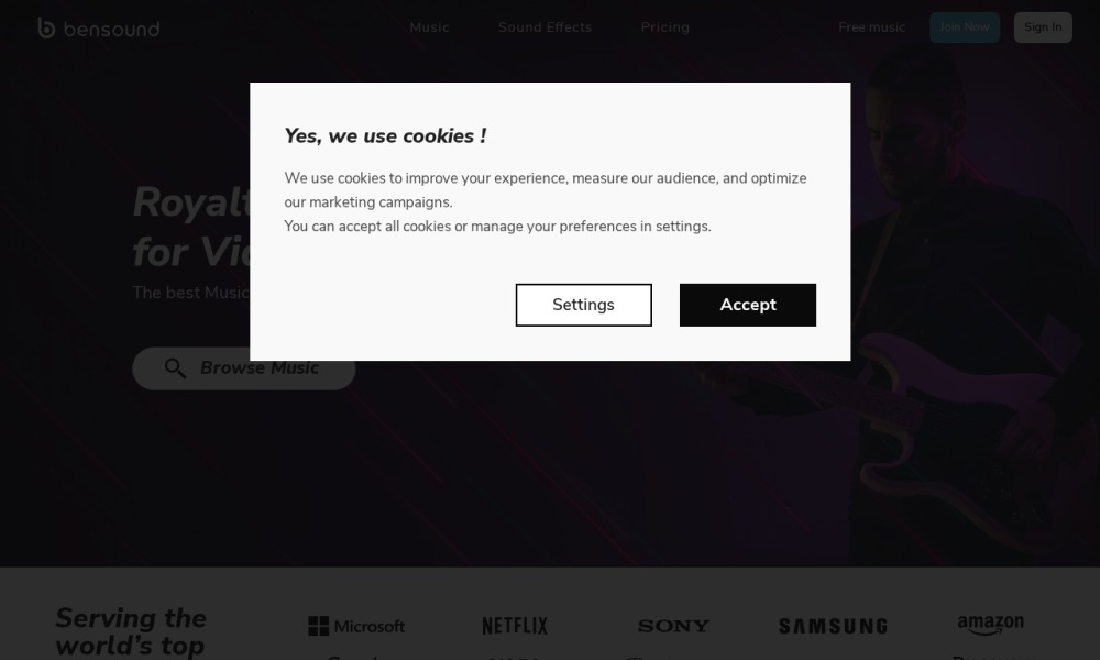 Bensound官网首页预览