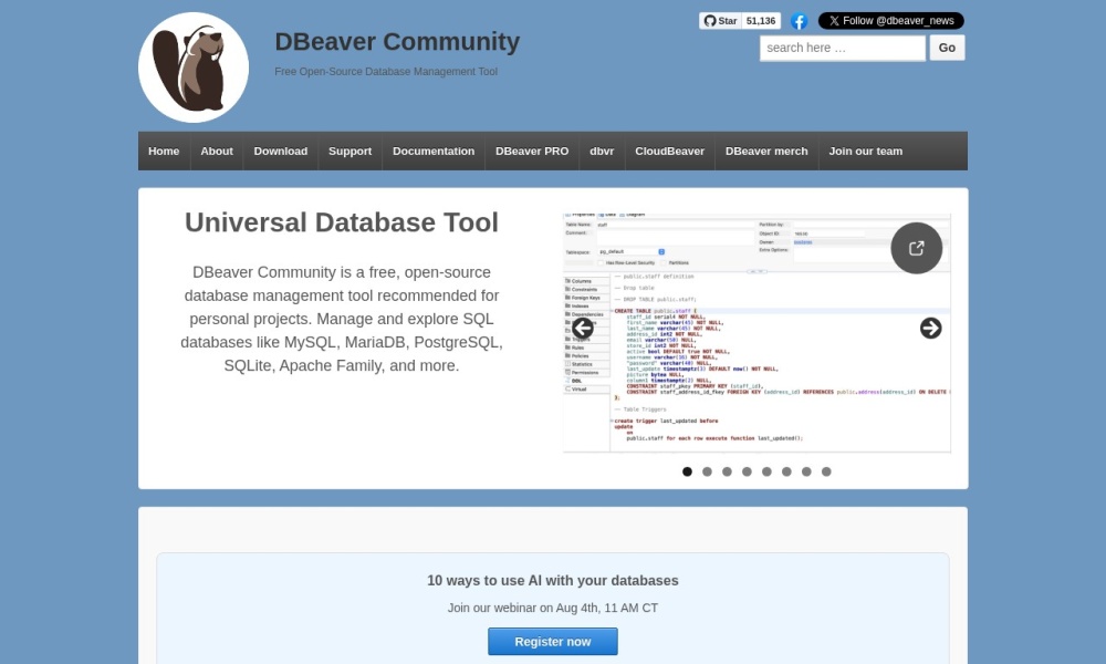 DBeaver官网首页预览