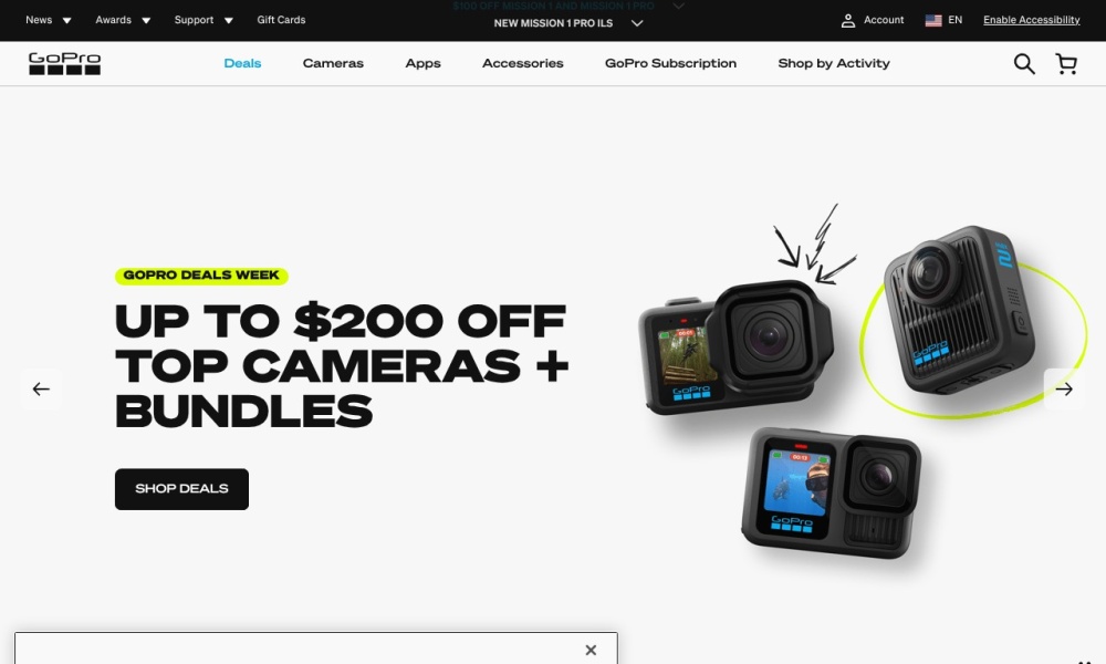 GoPro 官网首页预览