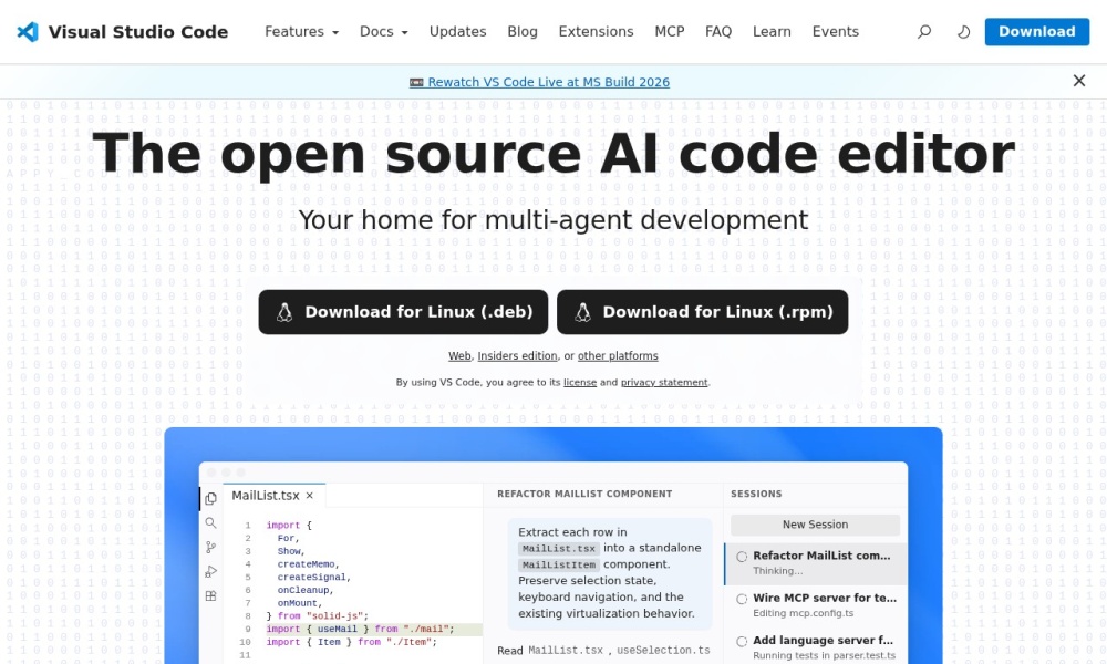 VSCode官网首页预览