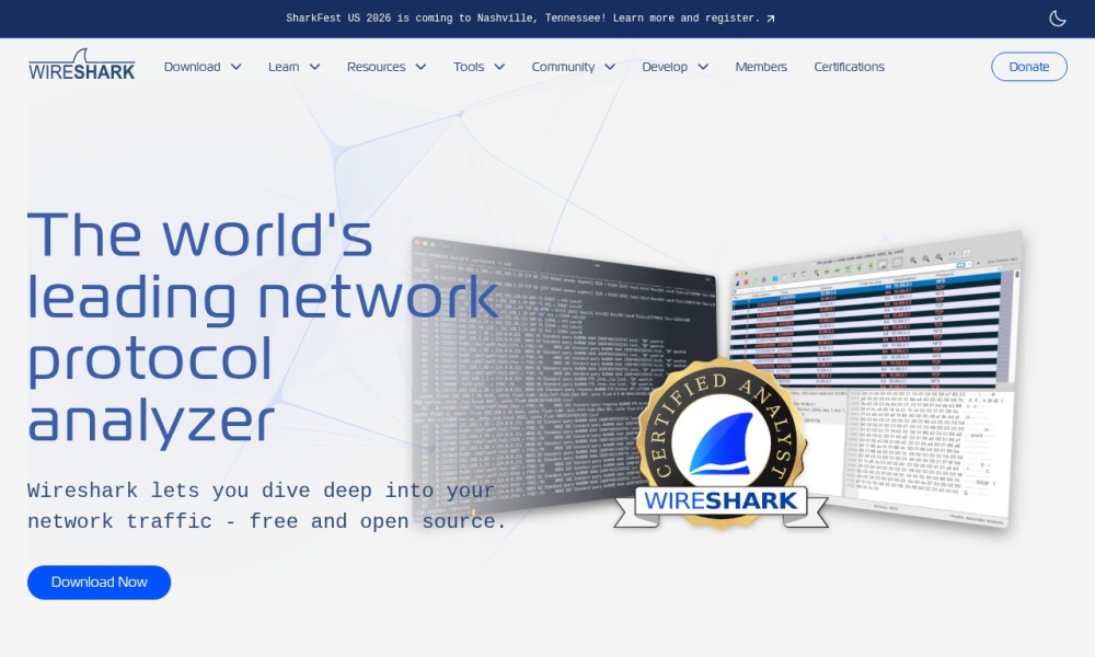 Wireshark官网首页预览