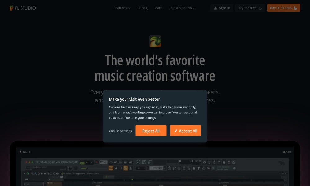 FL Studio官网首页预览