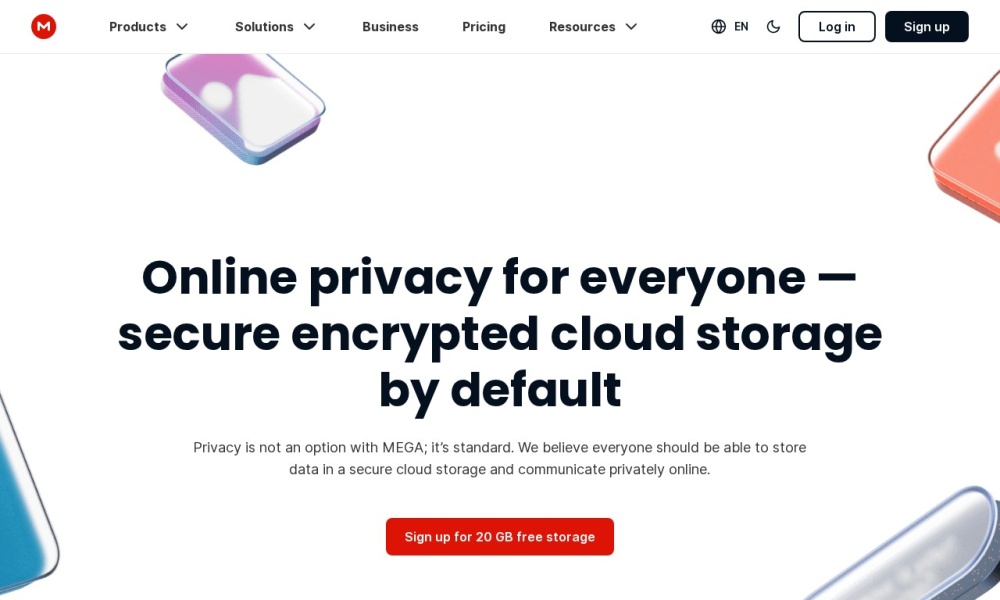 Mega官网首页预览