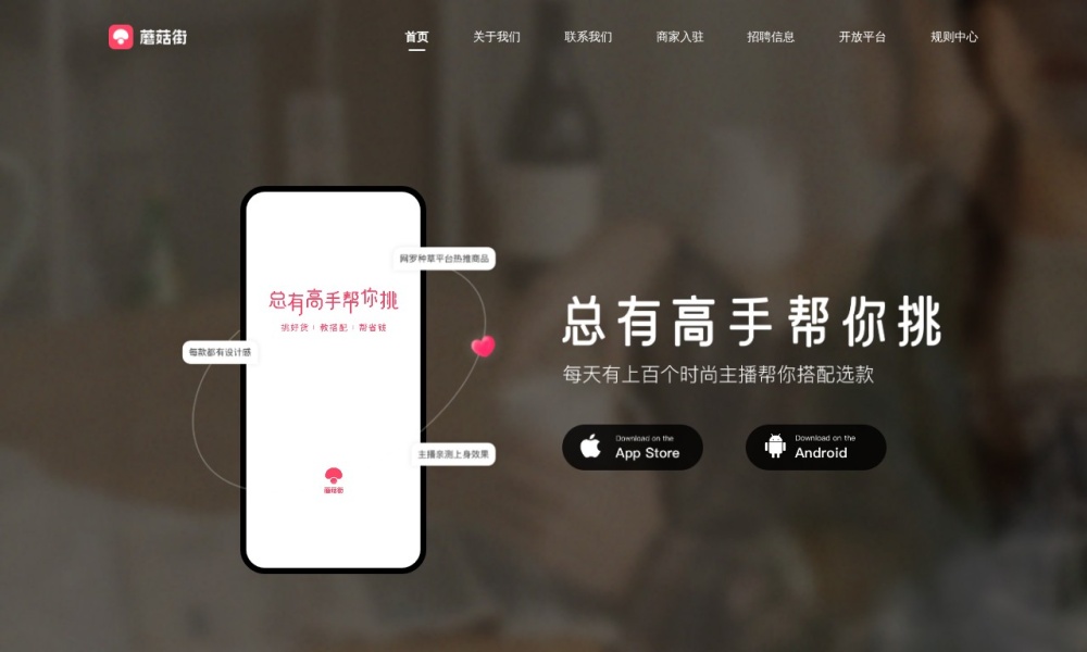 蘑菇街官网首页预览