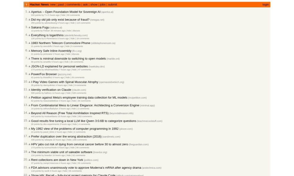 HackerNews官网首页预览