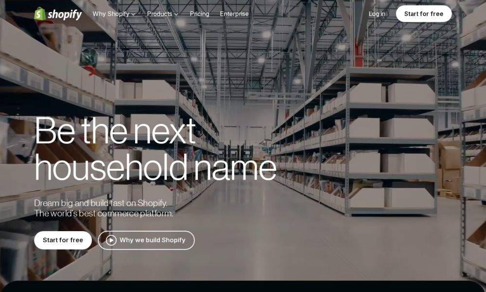 Shopify官网首页预览