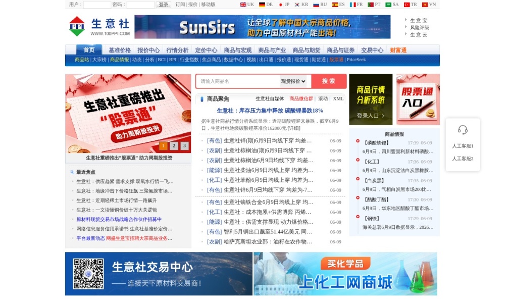 生意社官网首页预览