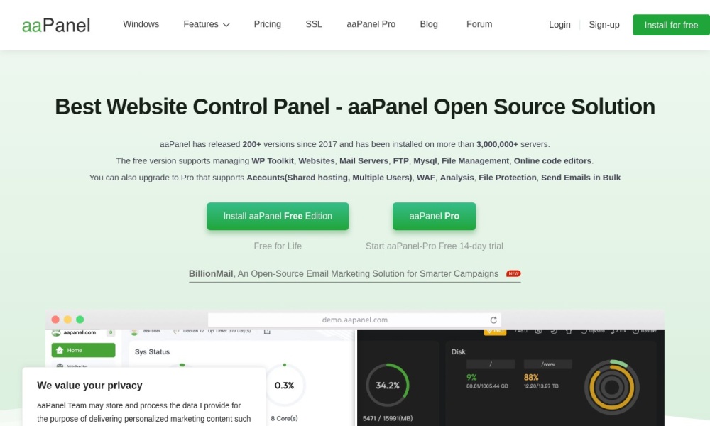 aaPanel宝塔国际版（英文）