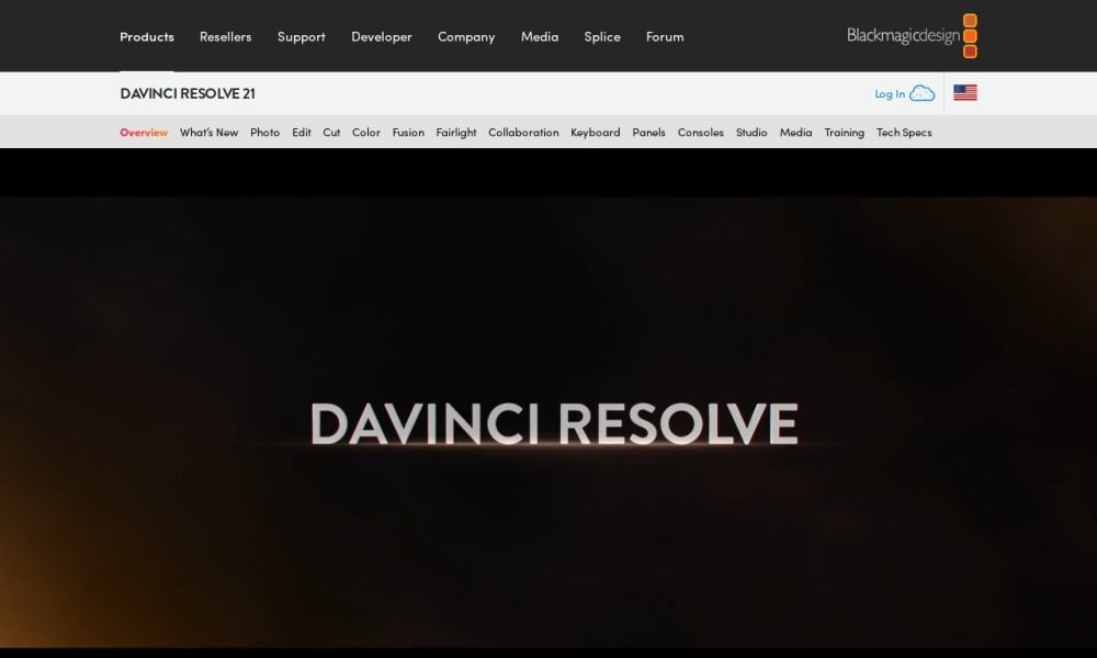 DaVinci Resolve官网首页预览