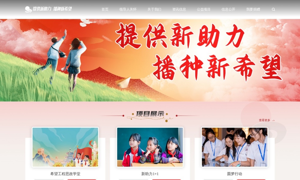 中国青少年发展基金会官网首页预览