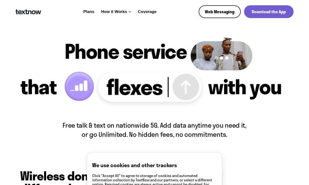 TextNow官网首页预览