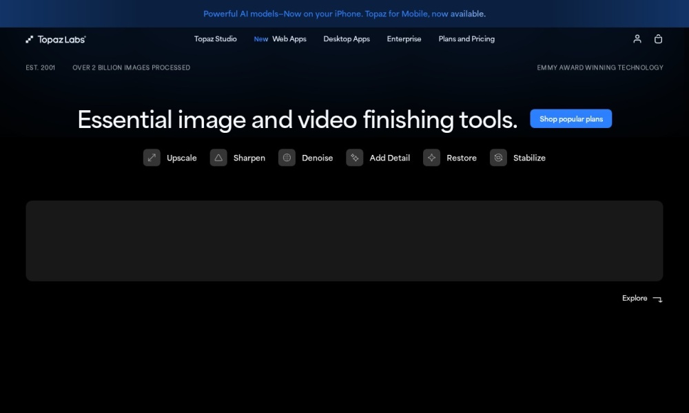 Topaz Denoise AI官网首页预览