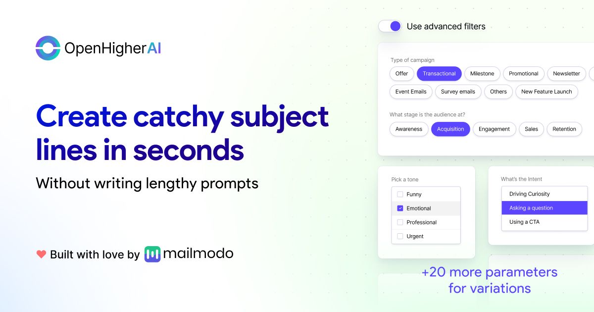 Mailmodo AI Subject Line Generator